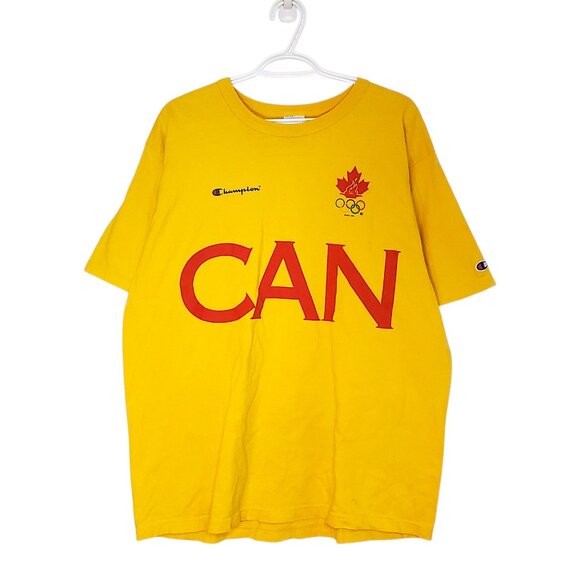 Vintage 90s Champion Team Canada Olympics graphic shirt yellow size XL - Picture 1 of 5